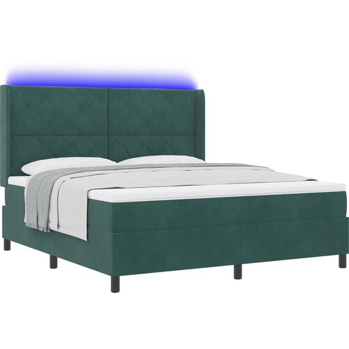 vidaXL Box Spring postelja z vzmetnico in LED temno zelena 180x200 cm žamet, (22049830) Cene