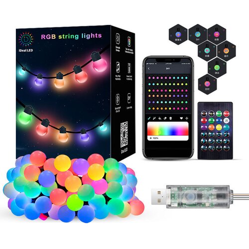 INF 10 m 50 LED zunanjih luči na nizu z nadzorom aplikacije, (21383643) Cene