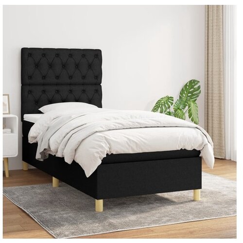 Box spring postelja z vzmetnico črna 80x200 cm blago Cene