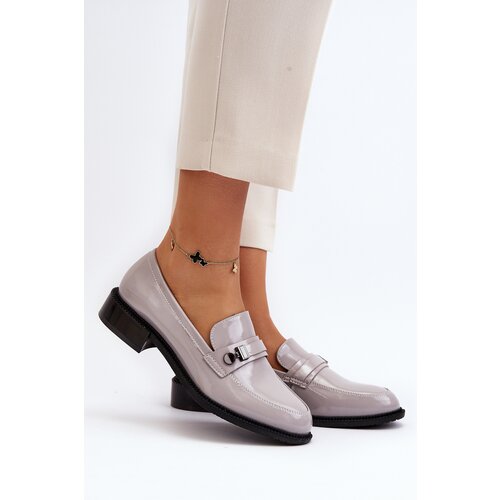 Kesi Women's patent leather grey loafers Nerilaja Slike
