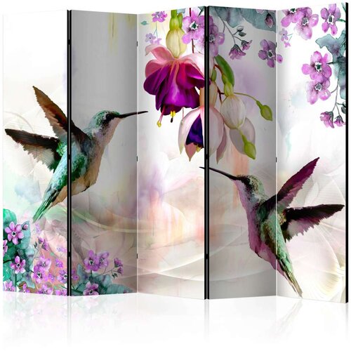  Paravan u 5 dijelova - Hummingbirds and Flowers II [Room Dividers] 225x172 Slike