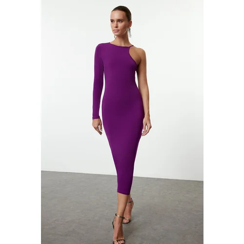 Trendyol Plum Body-Fitting Single Sleeve Knitted Dress