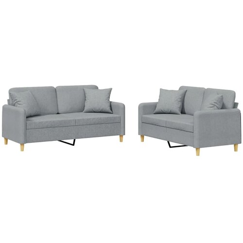  2-dijelni set sofa s jastucima svjetlosivi od tkanine Slike