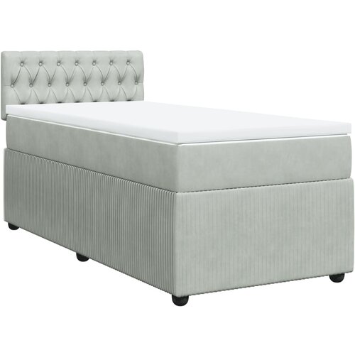 vidaXL Box spring postelja z vzmetnico svetlo siva 100x200 cm žamet, (21304451) Cene
