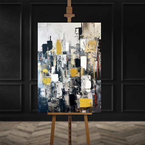 Styler Slika z ročno naslikanimi elementi 70x100 cm Cityscape &amp;ndash; Slike