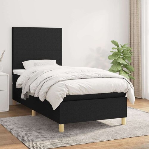 Box spring krevet s madracem crni 80 x 200 cm od tkanine Slike