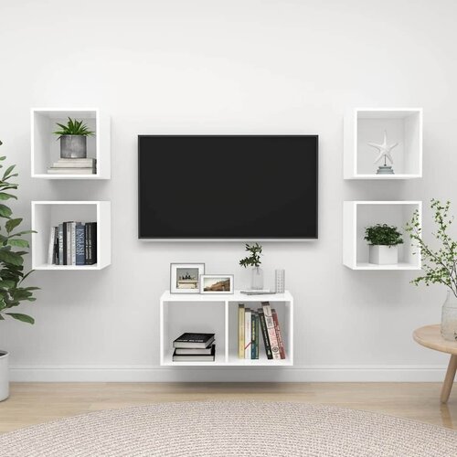  Komplet TV omaric 5-delni bela iverna plo&amp;scaron;ča Slike