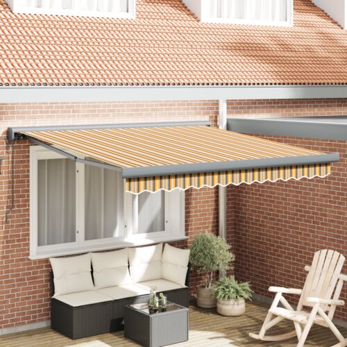 vidaXL Automatska uvlačna nadstrešnica prugasta 350x250 cm Cene