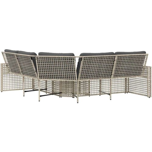 VidaXL Vrtna sofa L-oblika s jastucima+tabureom svjetlosiva poliratan Slike