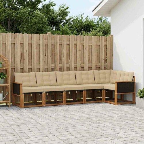  Set vanjskih sofa 6 kom. Prirodna i bež Smeđa 302 x 124,5 x 73 cm Cene