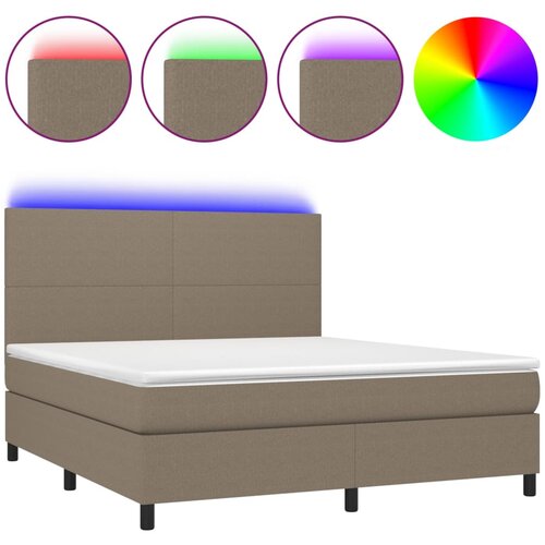 VidaXL Krevet box spring s madracem LED smeđesivi 160x200 cm tkanina Slike