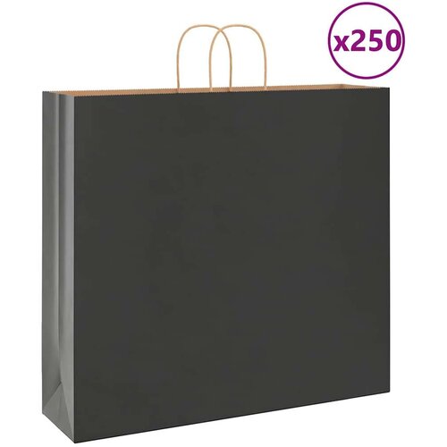  Papirnate vrećice 250 kom s ručkama crne 54x15x49 cm Slike