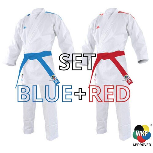 PrideShop Set karate kumite kimon Adidas – Adilight DNA Primegreen WKF (rdeča & modra) - 170 Cene
