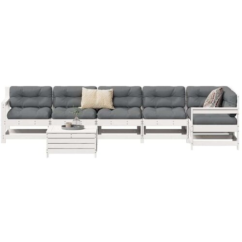  7-dijelni set vrtnih sofa bijeli od masivne borovine Cijene