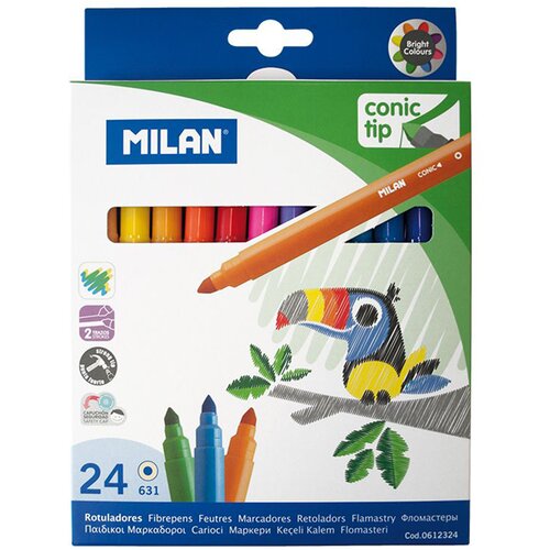 MILAN Flomasteri 1/24 konusni vrh perivi karton bls Slike