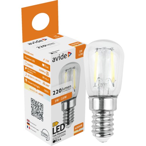 Avide Žarnica, LED 2W, E14, 4000K, 230V AC, bela svetloba - Filament T26 2W E14 Cene
