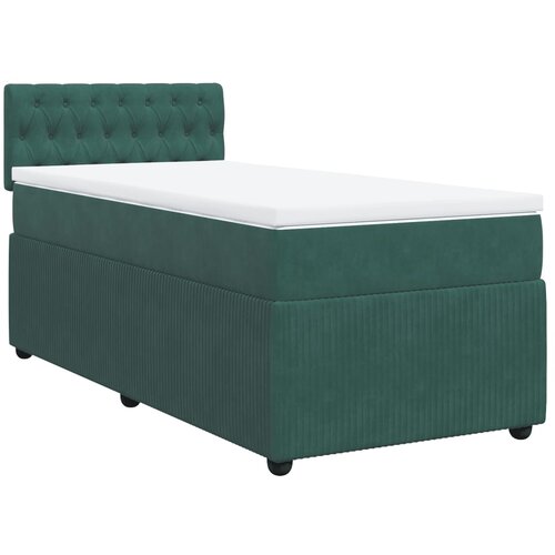 vidaXL Box spring postelja z vzmetnico temno zelena 90x200 cm žamet, (21321137) Cene