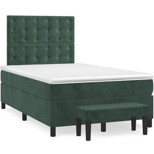 vidaXL Box spring postelja z vzmetnico temno zelena 120x200 cm žamet, (20901948) Cene