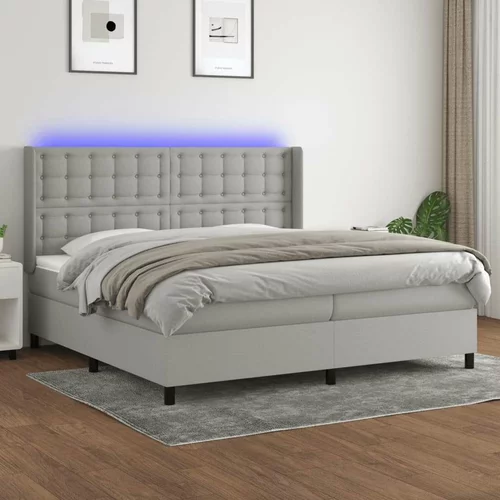  Box spring postelja z vzmetnico LED sv. siva 200x200 cm blago, (20851640)