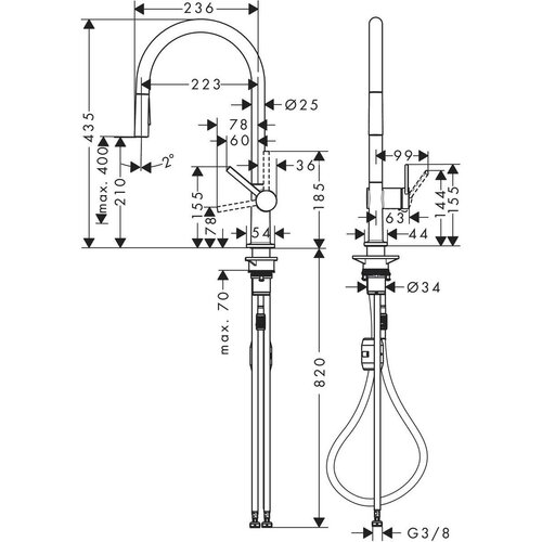 Hansgrohe enoročna izvlečna kuhinjska armatura Talis M54 210 2 jet - črna mat (72800670) Slike