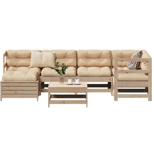 VidaXL 7-dijelni set vrtnih sofa od masivne borovine Slike