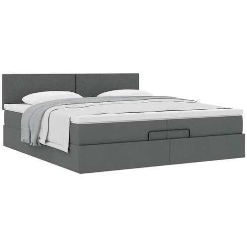 VidaXL Otomanski krevet s madracem tamnosivi 200x200 cm od tkanine Slike