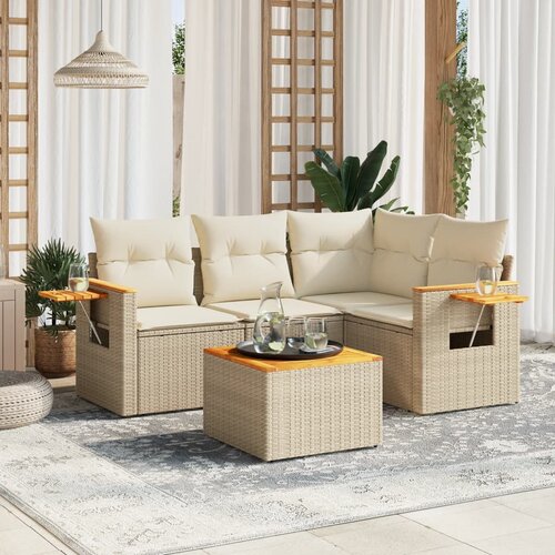 vidaXL 5-dijelni vrtni set sofa s jastucima bež od poliratana Cijene