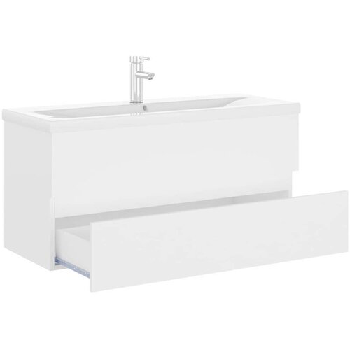  Ormarić s ugrađenim umivaonikom bijeli konstruirano drvo Bijela 100 x 38.5 x 45 cm Slike