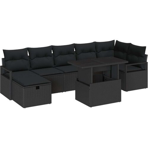  Set vrtne sofe od 8 komada s jastucima crni poli ratan sofa za dvije osobe s jastucima crni poli ratan Cene