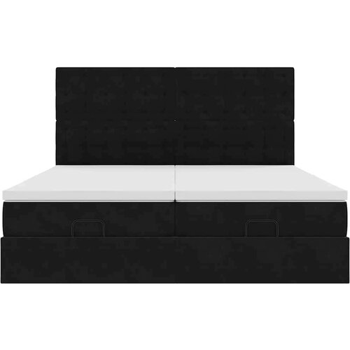 VidaXL Okvir kreveta s madracima crni 160x200cm bar&amp;scaron;unasti Slike