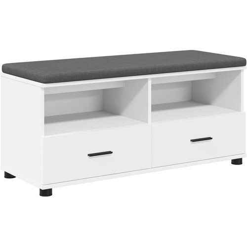  Klupa za hodnik s jastukom s ladicama Bijeli 100 x 38 x 46 cm Slike
