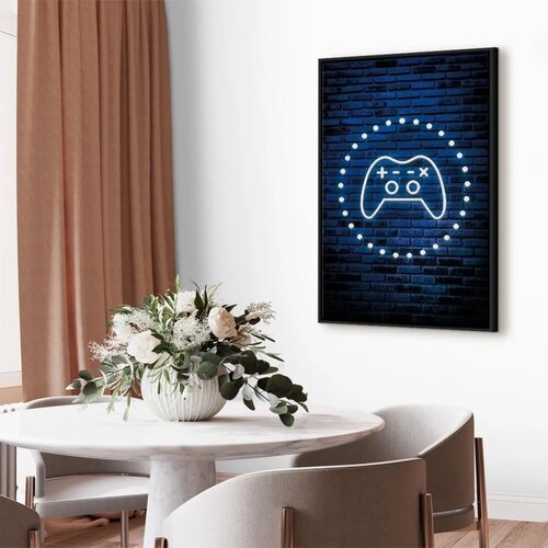  Slika - Neon Gamepad 80x120 U crnom drvenom okviru Slike