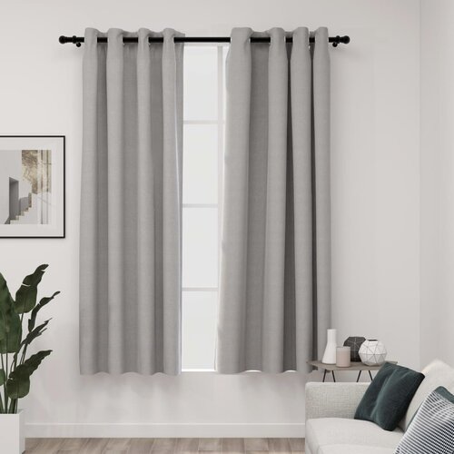 VidaXL Zatemnitvene zavese z obročki 2 kosa sive 140x175 cm Slike