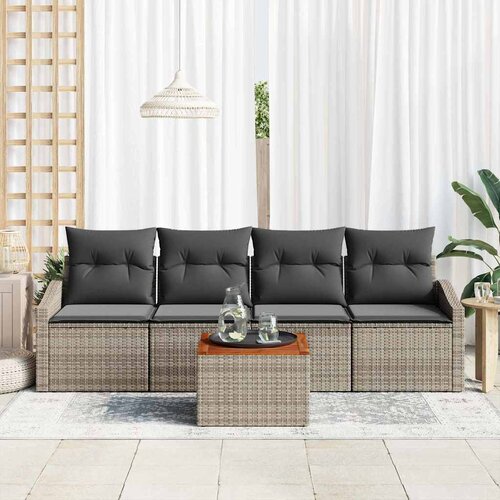  Sjedeća garnitura za vrt 5 kom. Siva poliratan 55 x 55 x 37 cm Slike