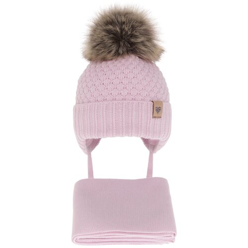AGBO Girls winter set hat and scarf violet with pompom Bianca Slike