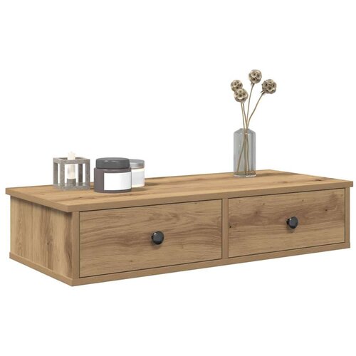 vidaXL Stenska polica s predali artisan hrast 80x34x17 cm inž. les Cene