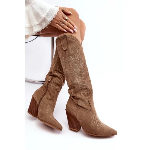 Kesi Women's beige cowboy boots Tomani with high heels