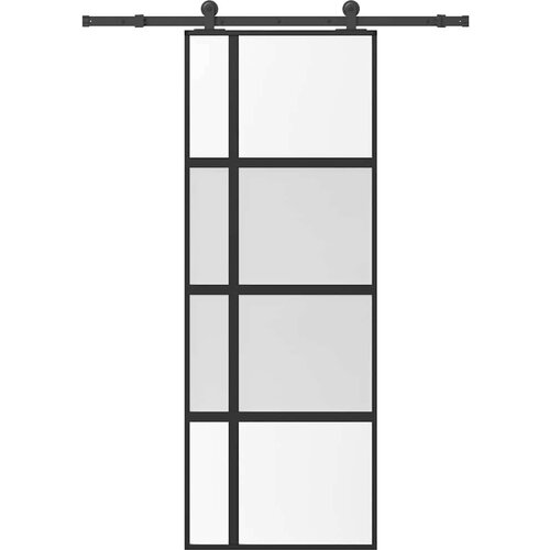 vidaXL Drsna vrata z opremo 76x205 cm kaljeno steklo in aluminij Cene