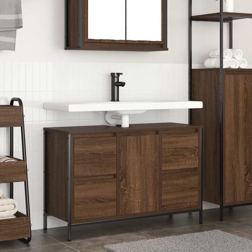 vidaXL umivalnik s predali rjavega hrasta 90x34,5x60 cm Cene