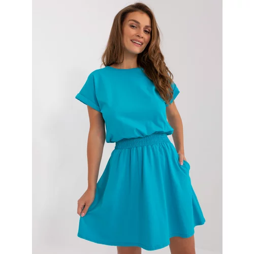 Fashion Hunters Basic blue dress with pockets by RUE PARIS