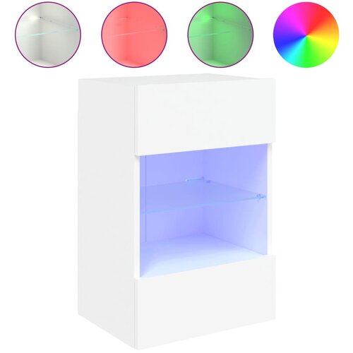Maison Chic Stenska TV omarica - TV stojalo - Televizijska omarica z LED lučkami bela 40x30x60,5 cm, (21699728) Slike