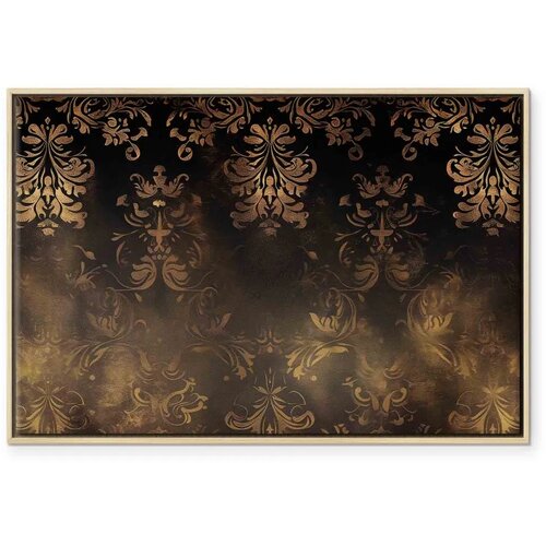  Slika - Baroque Ornaments in Patinated Gold and Browns: Retro Motif 60x40 U prirodnom drvenom okviru Slike