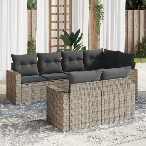 VidaXL 7-dijelni set vrtnih sofa sivi od poliratana Slike