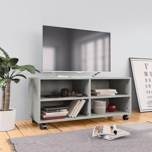 VidaXL TV omarica s kolesci betonsko siva 90x35x35 cm iverna plo&amp;scaron;ča Slike