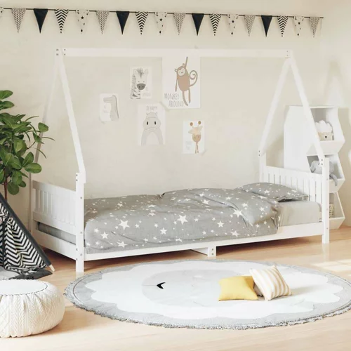  Otroški posteljni okvir bel 80x200 cm trdna borovina, (20916930)