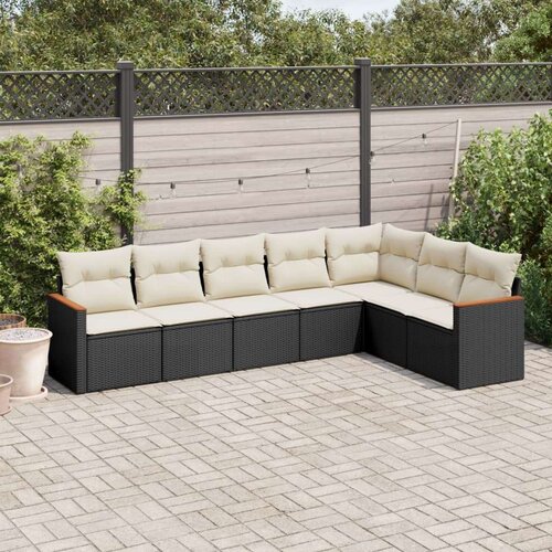  7-dijelni set vrtnih sofa od poliratana s jastucima crni Cijene