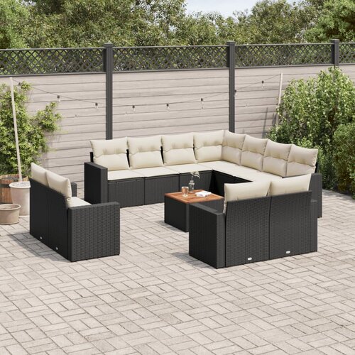 vidaXL 13-dijelni set vrtnih sofa s jastucima poliratan crni Cijene