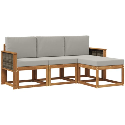 vidaXL Zunanja garnitura za sedenje 4 pcs Naravna in svetlo siva, (5000282673) Cene