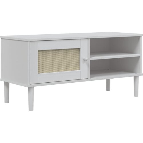 Maison Chic TV omarica - TV enota - Televizijska omarica SENJA videz ratana bela 106x40x49 cm trdna borovina, (21699515) Slike