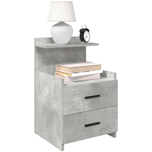  Noćni ormarići 2 kom s 2 ladice betonsko sive boje 40x36 5x62 cm - Beton siva 2 Slike